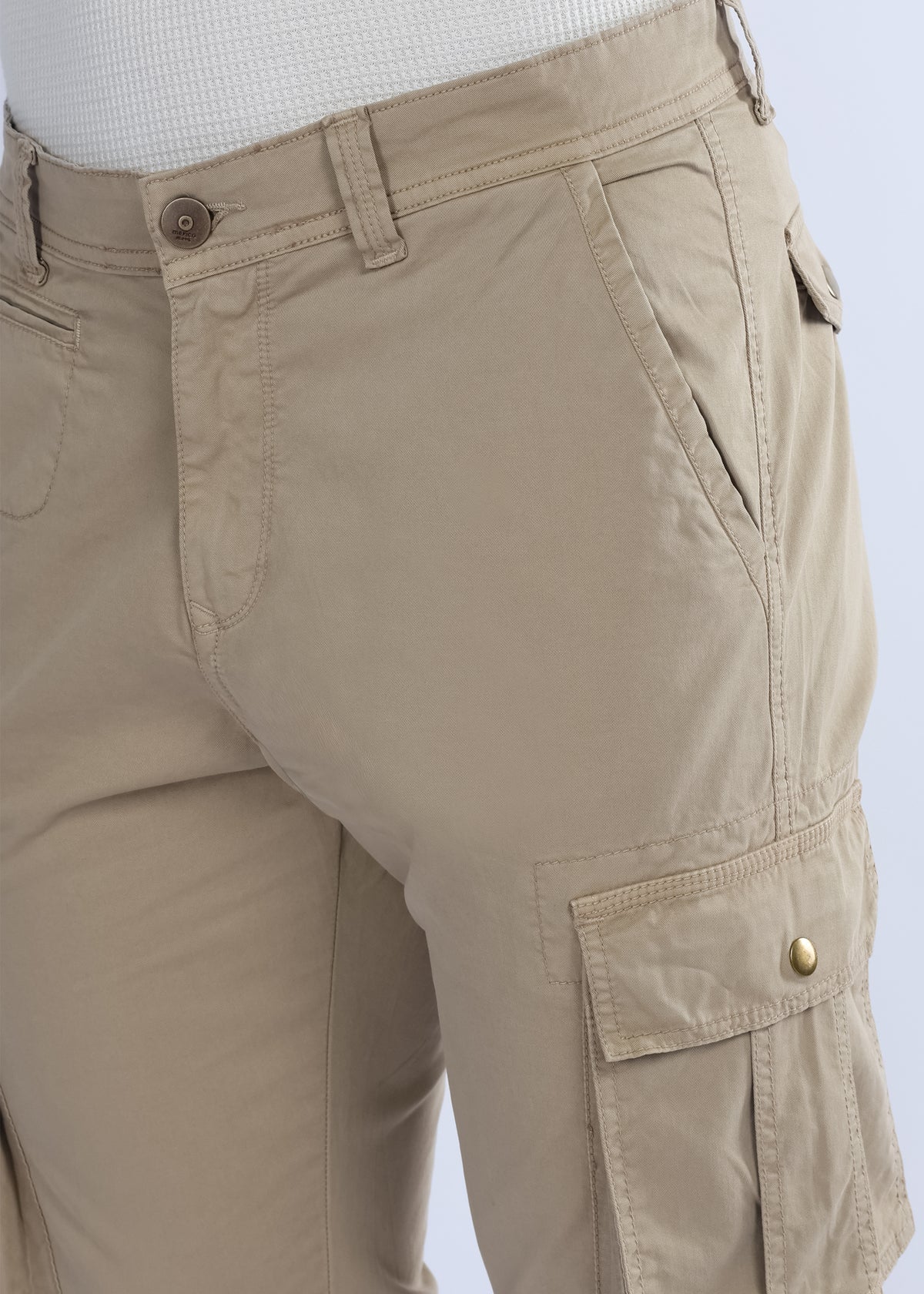 Men's Slim Fit Stretch Beige Cargo