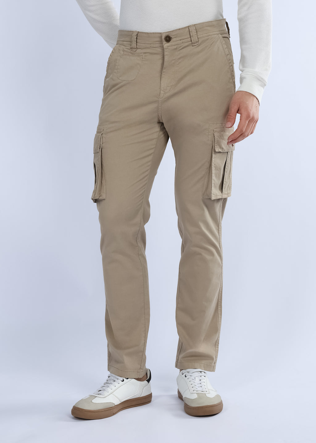 Men's Slim Fit Stretch Beige Cargo
