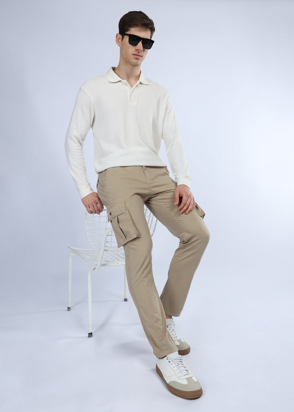 Men's Slim Fit Stretch Beige Cargo