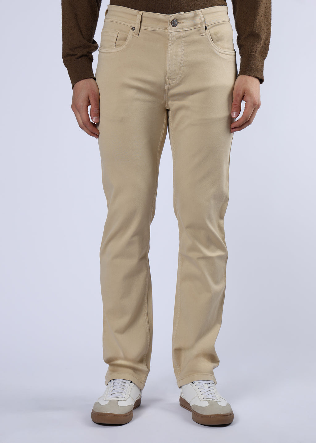 Men's Premium Comfort Fit Stretch Beige Jeans