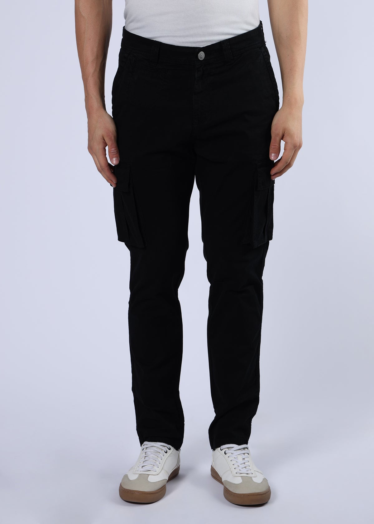 Men's Slim Fit Stretch Black Cargo