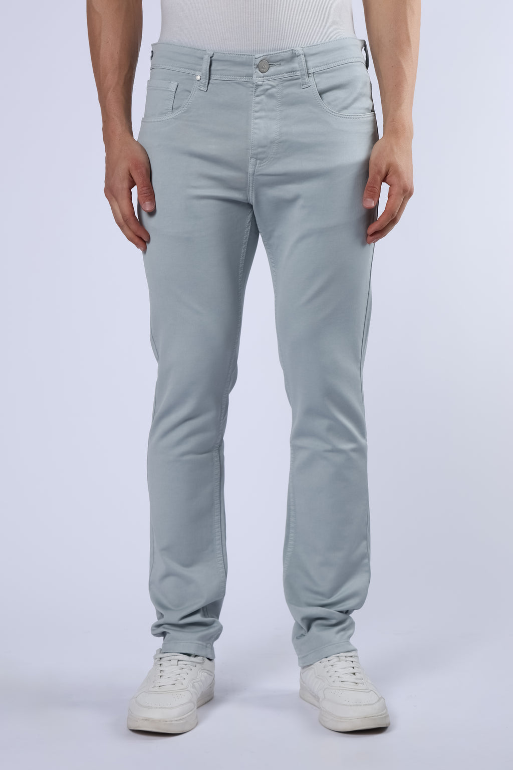 Men's Classic Slim Fit Stretch Light Grey Jeans