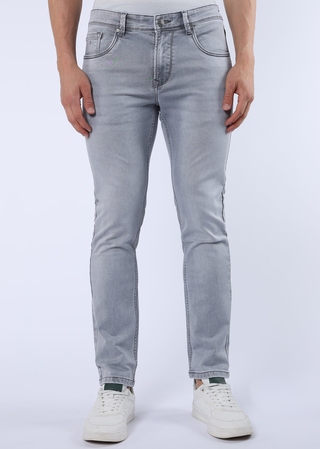 Men's Classic Slim Fit Stretch Light Grey Jeans