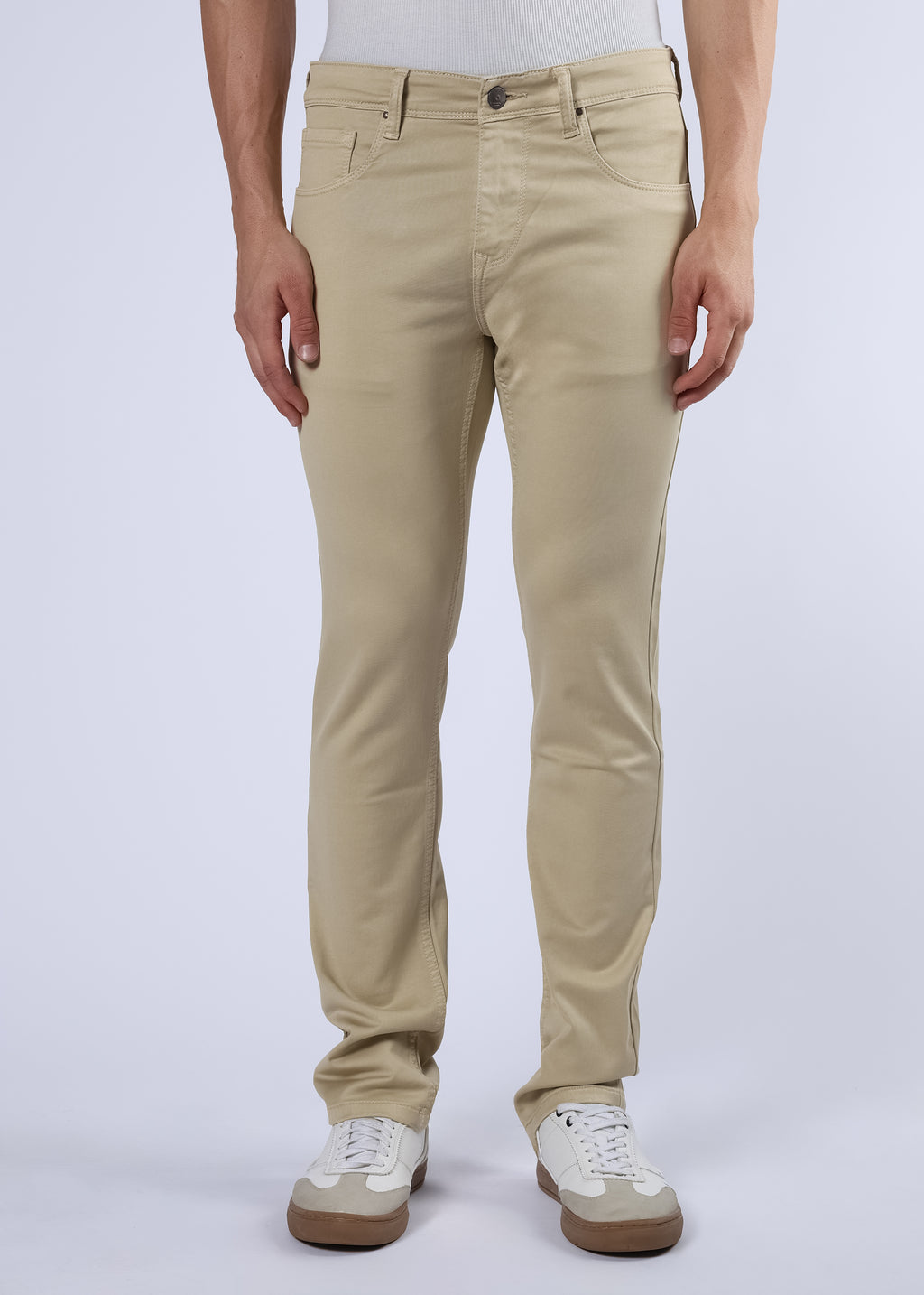 Men's Classic Slim Fit Stretch Beige Jeans