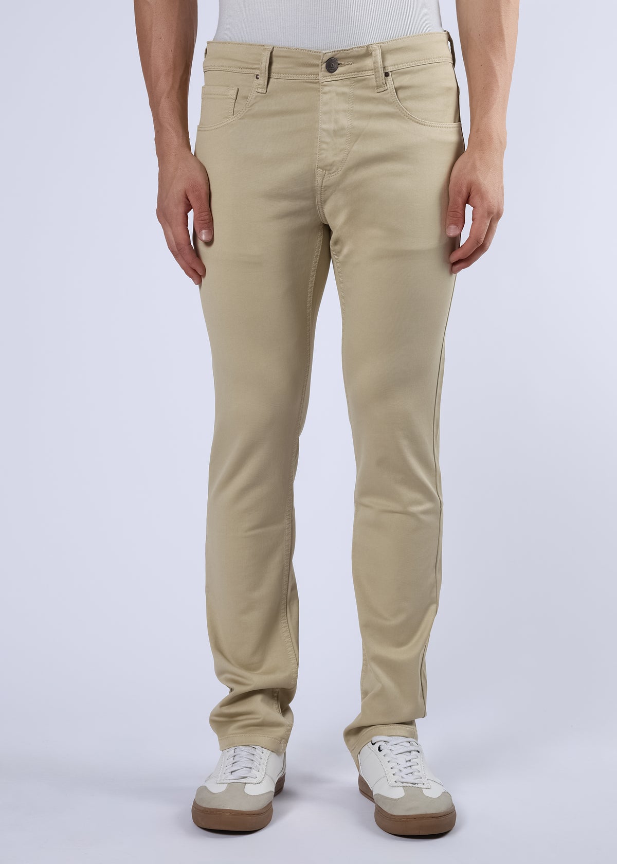 Men's Classic Slim Fit Stretch Beige Jeans