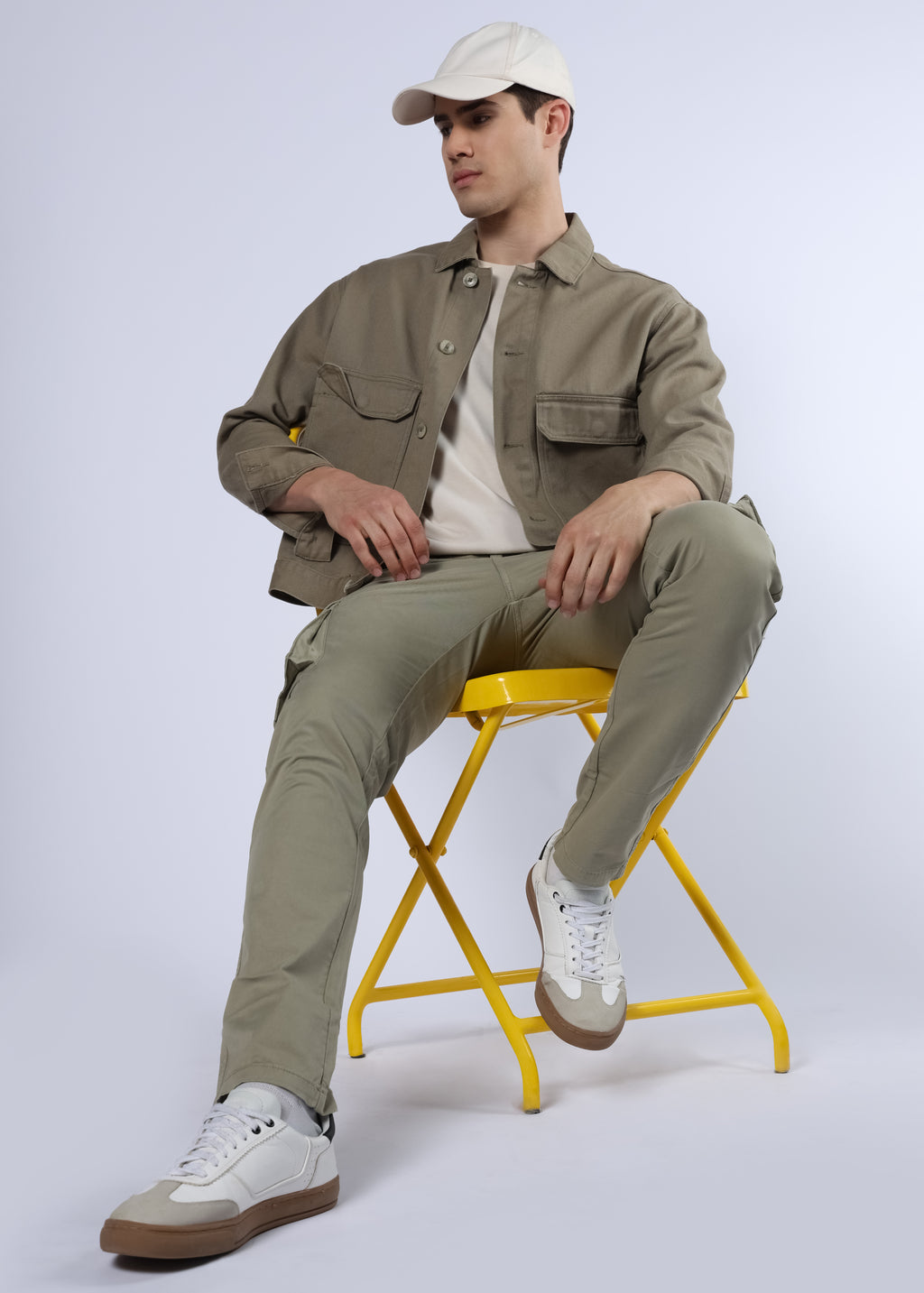 Men's Slim Fit Stretch Olive Khaki Cargo