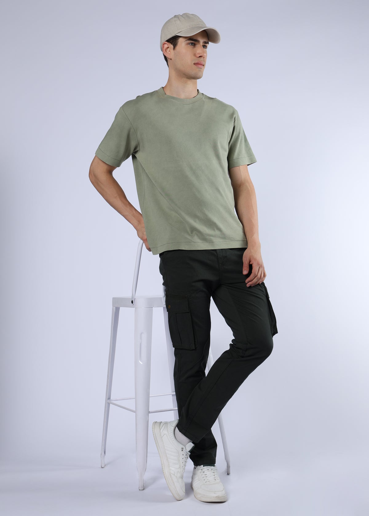 Men's Slim Fit Stretch Green Cargo