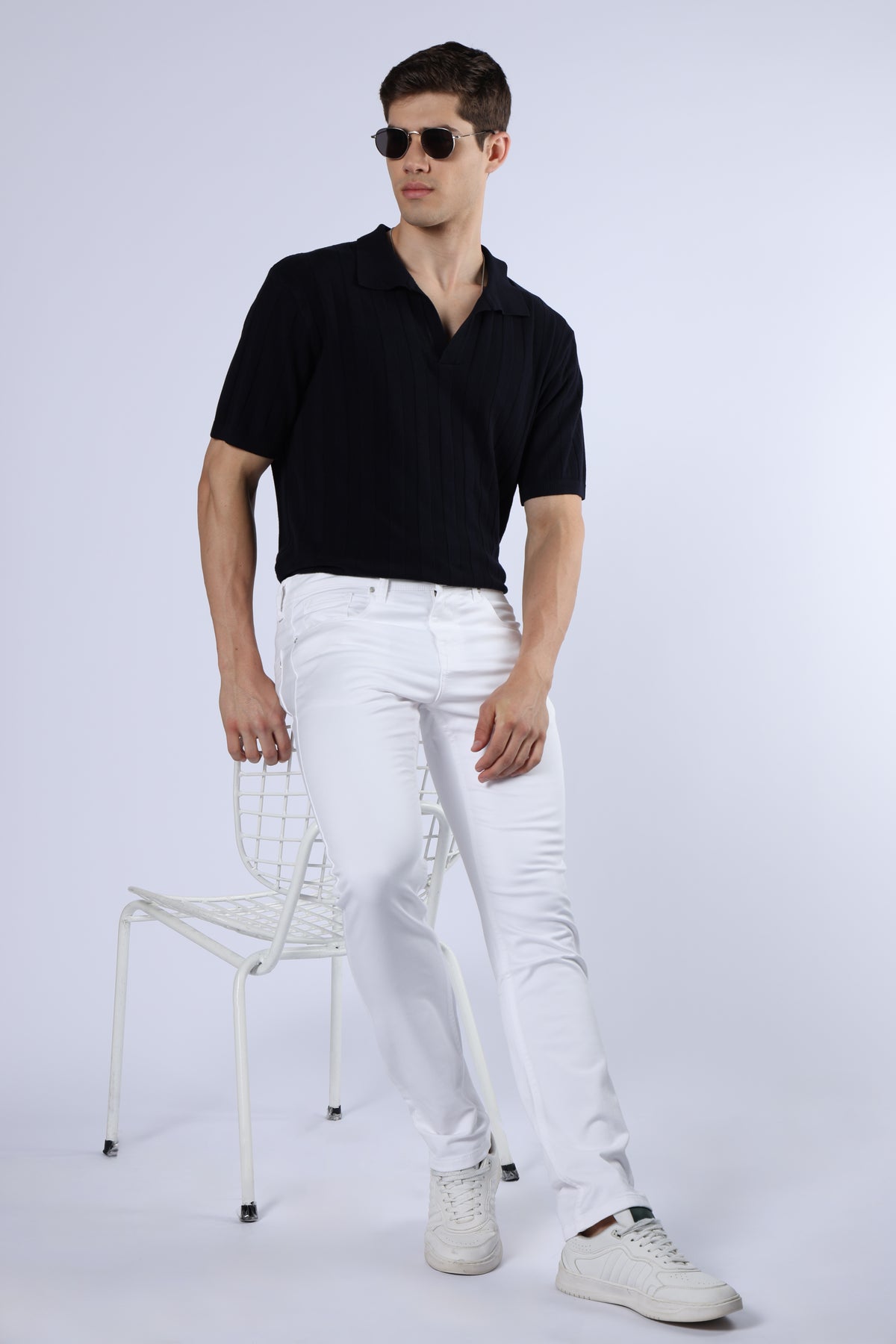 Men's Classic Slim Fit Stretch White Jeans