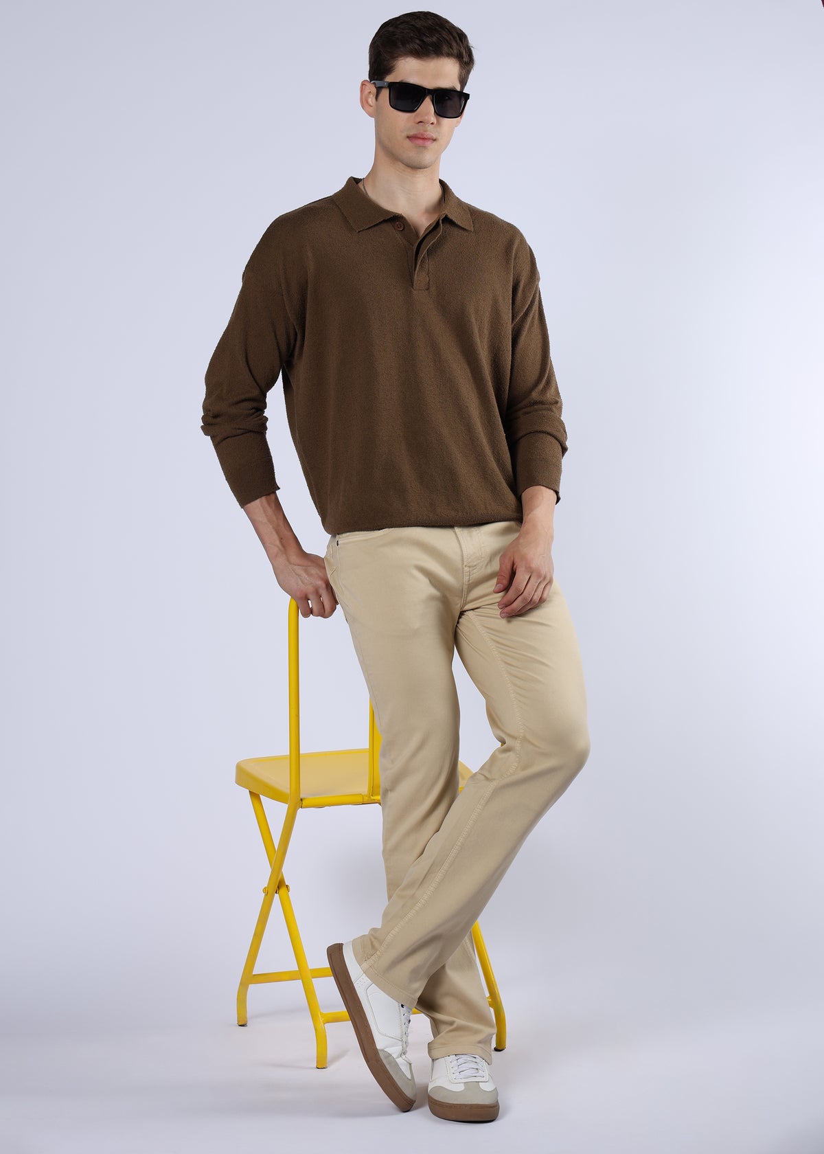 Men's Premium Comfort Fit Stretch Beige Jeans