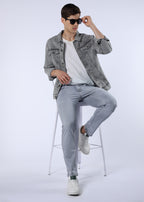 Men's Classic Slim Fit Stretch Light Grey Jeans