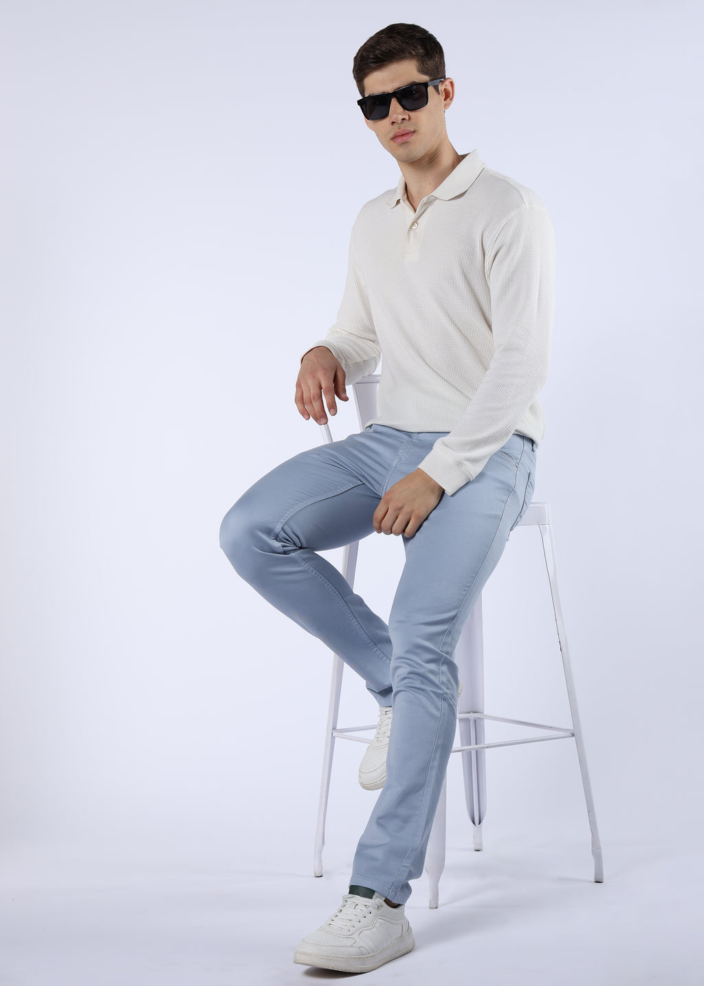 Men's Classic Slim Fit Stretch Ice Blue Jeans