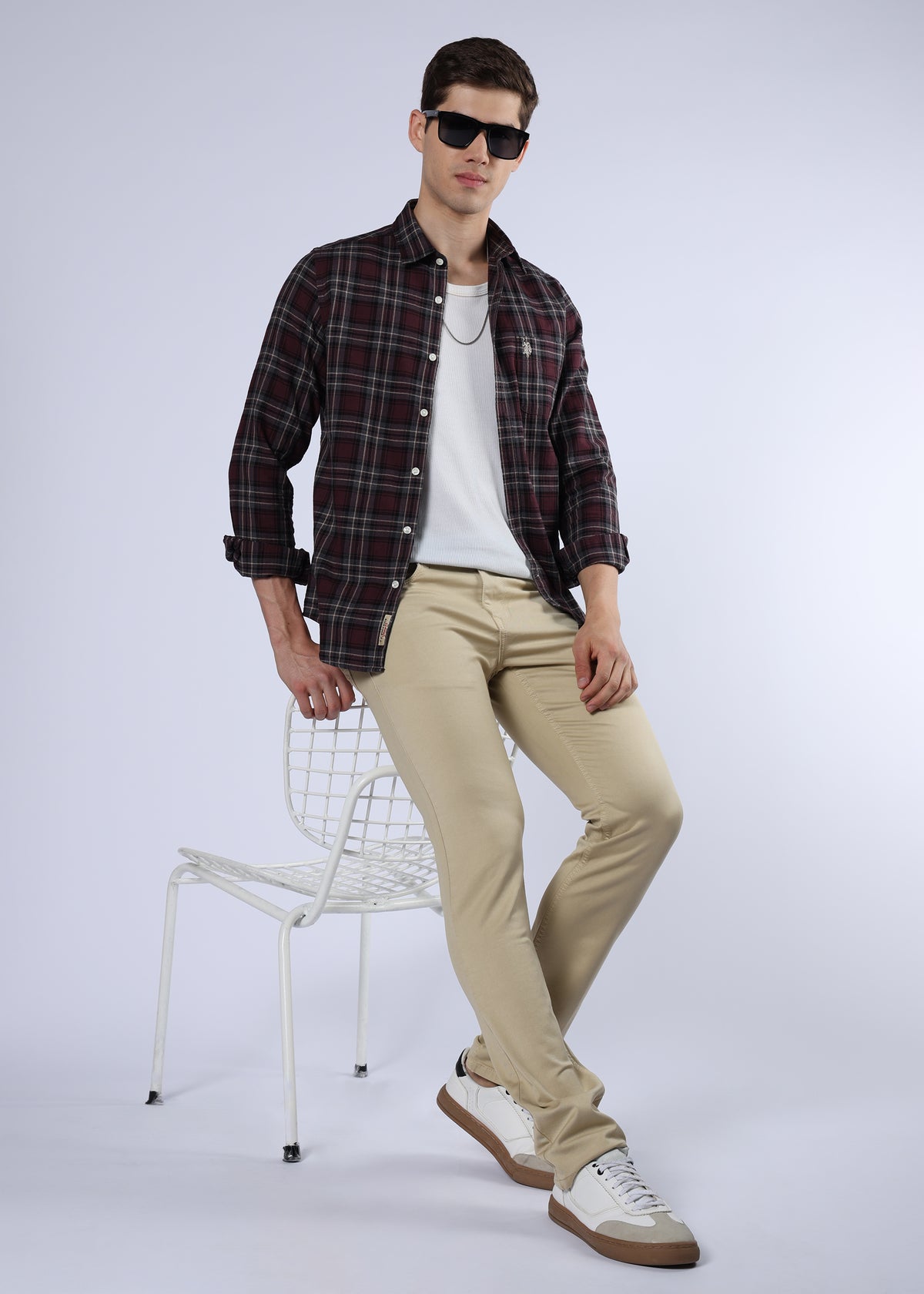 Men's Classic Slim Fit Stretch Beige Jeans