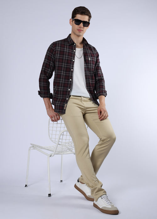 Men's Classic Slim Fit Stretch Beige Jeans