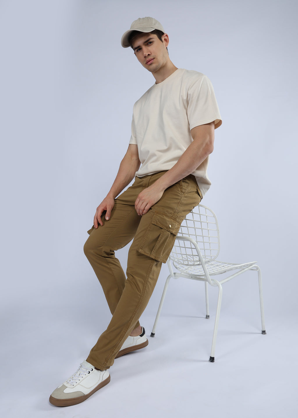 Men's Slim Fit Stretch Dark Beige Cargo