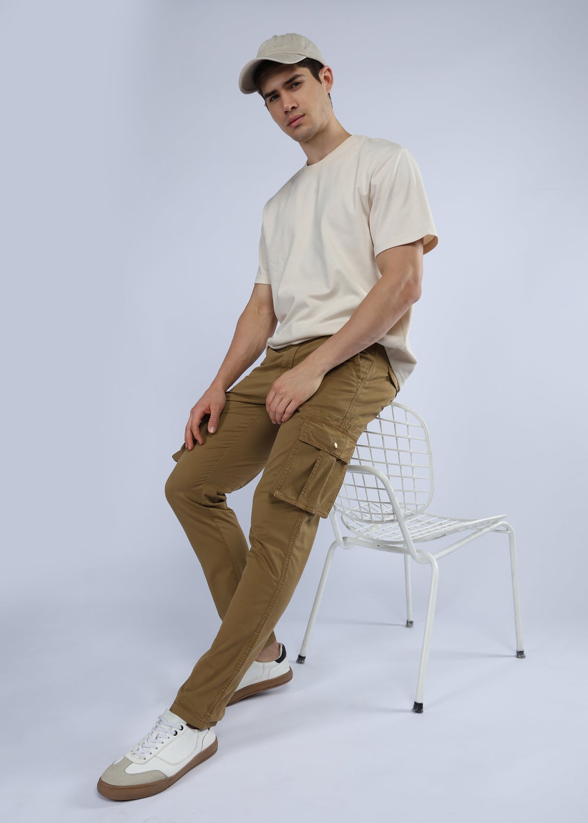 Men's Slim Fit Stretch Dark Beige Cargo