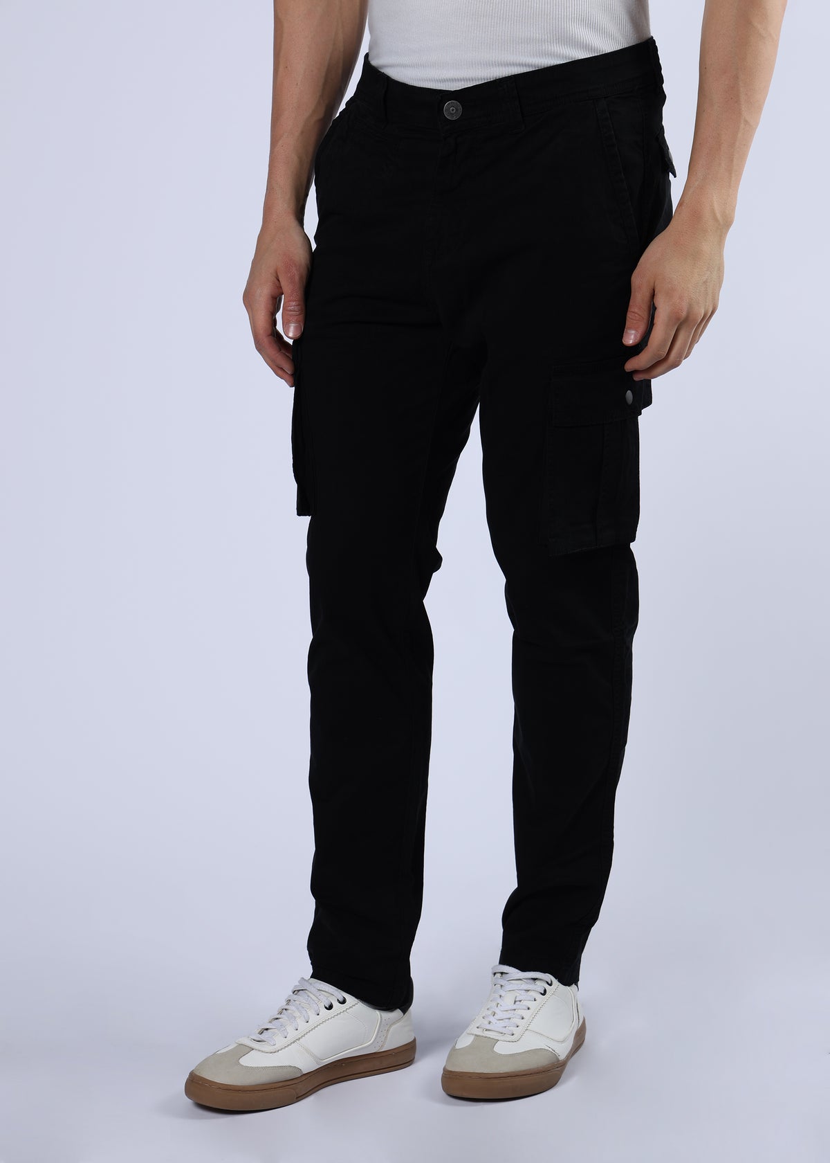 Men's Slim Fit Stretch Black Cargo