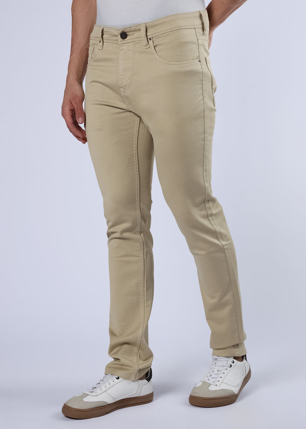 Men's Classic Slim Fit Stretch Beige Jeans
