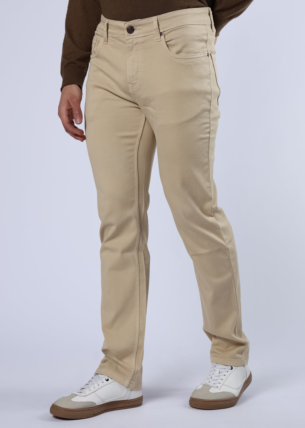 Men's Premium Comfort Fit Stretch Beige Jeans