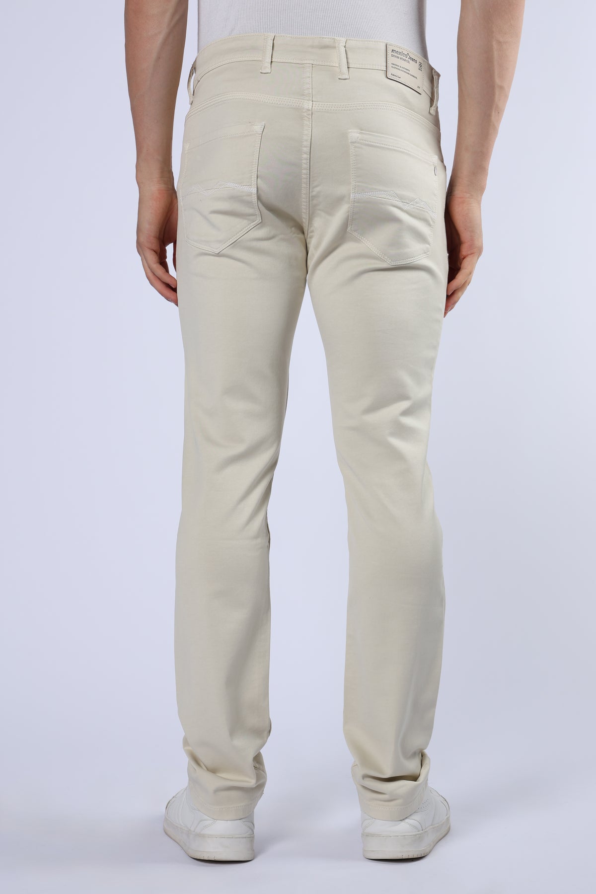 Men's Classic Slim Fit Stretch Cream Jeans