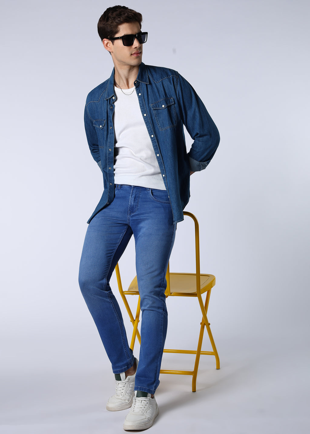 Men's Classic Slim Fit Stretch Blue Jeans