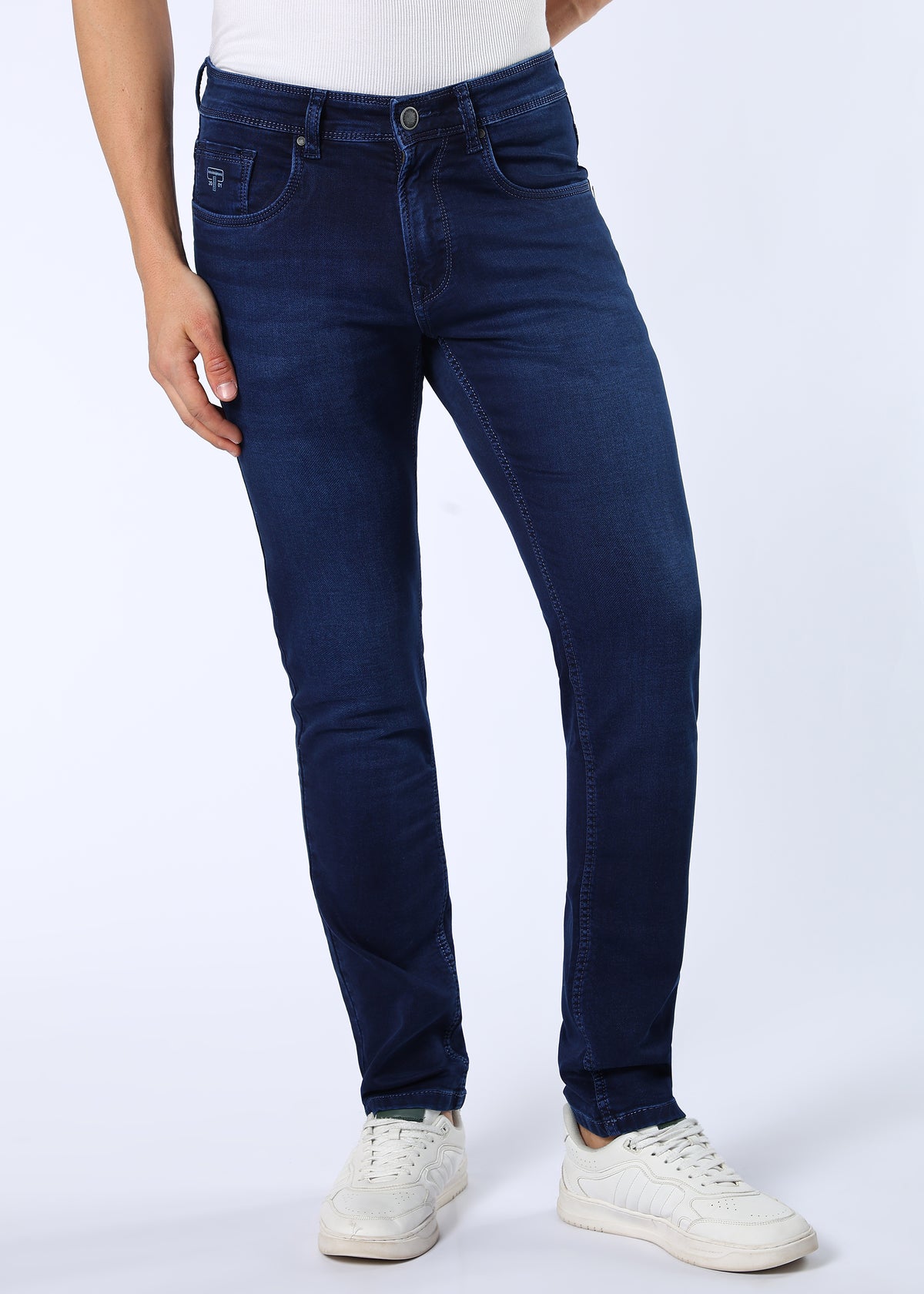 Men's Classic Slim Fit Stretch Dark Blue Jeans