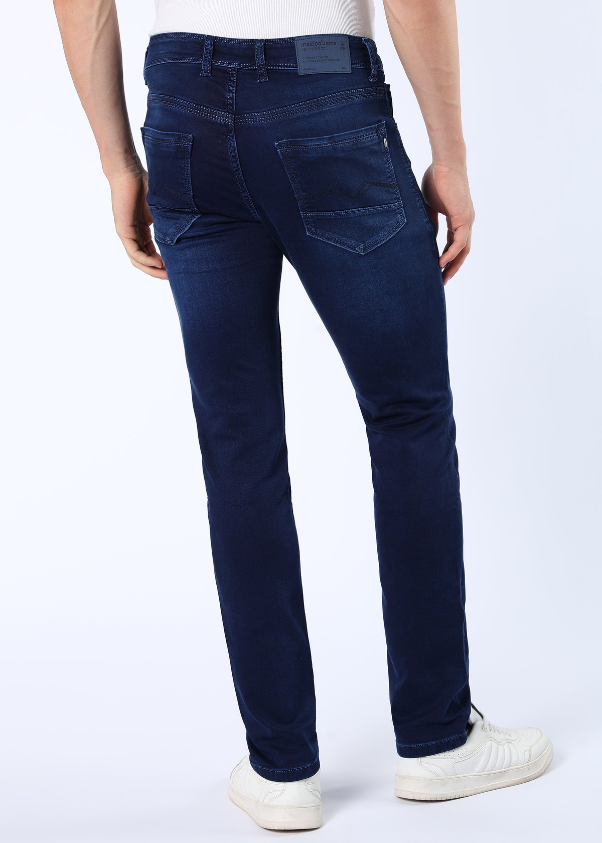 Men's Classic Slim Fit Stretch Dark Blue Jeans