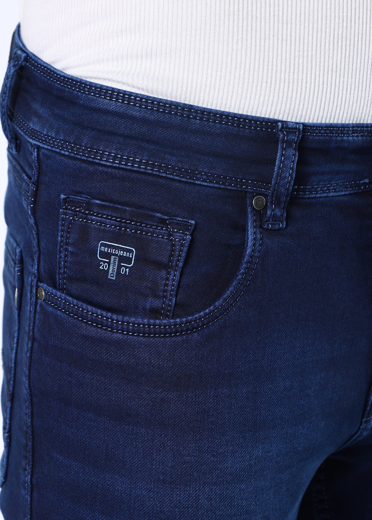Men's Classic Slim Fit Stretch Dark Blue Jeans