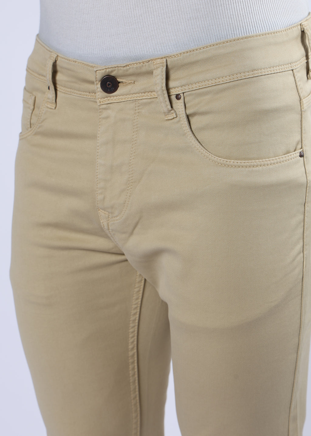 Men's Classic Slim Fit Stretch Beige Jeans