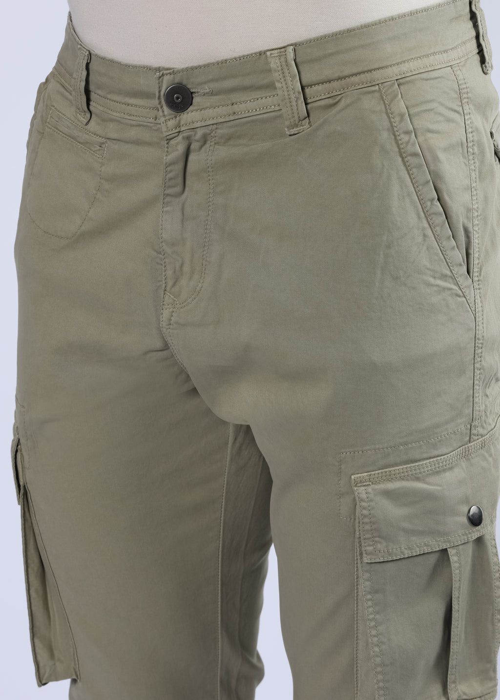 Men's Slim Fit Stretch Olive Khaki Cargo