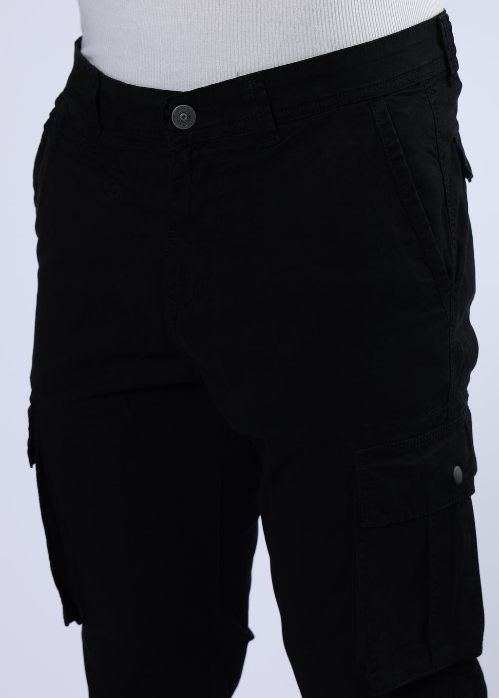 Men's Slim Fit Stretch Black Cargo