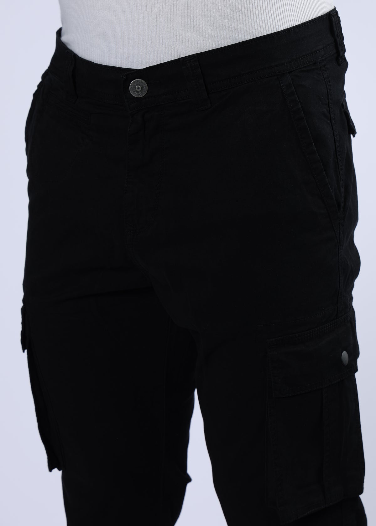 Men's Slim Fit Stretch Black Cargo