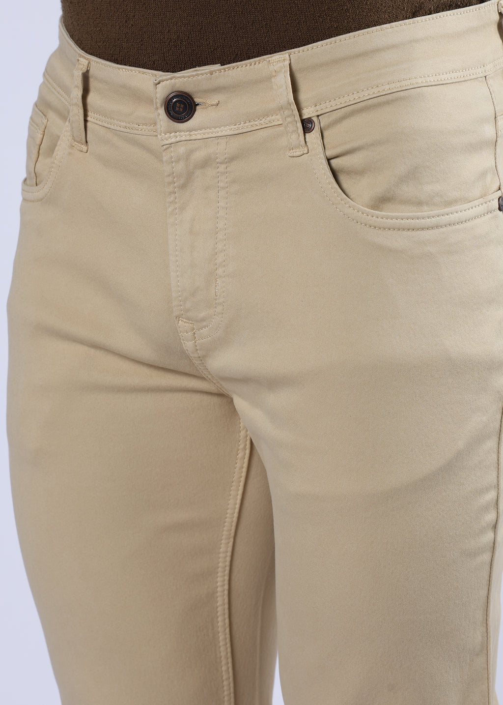 Men's Premium Comfort Fit Stretch Beige Jeans