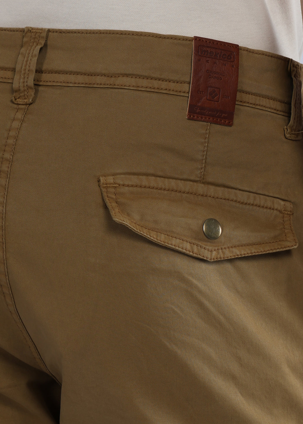 Men's Slim Fit Stretch Dark Beige Cargo