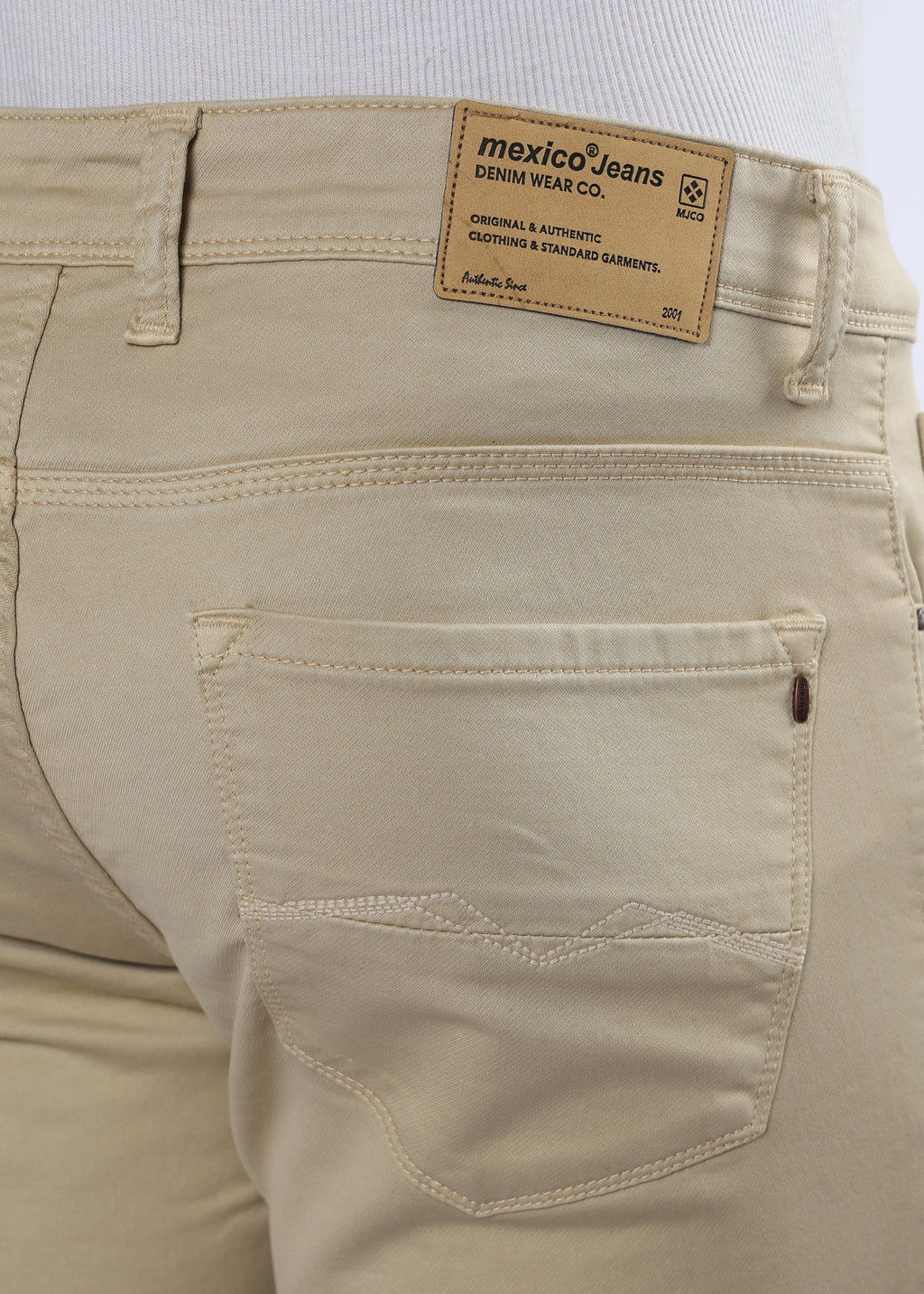 Men's Classic Slim Fit Stretch Beige Jeans