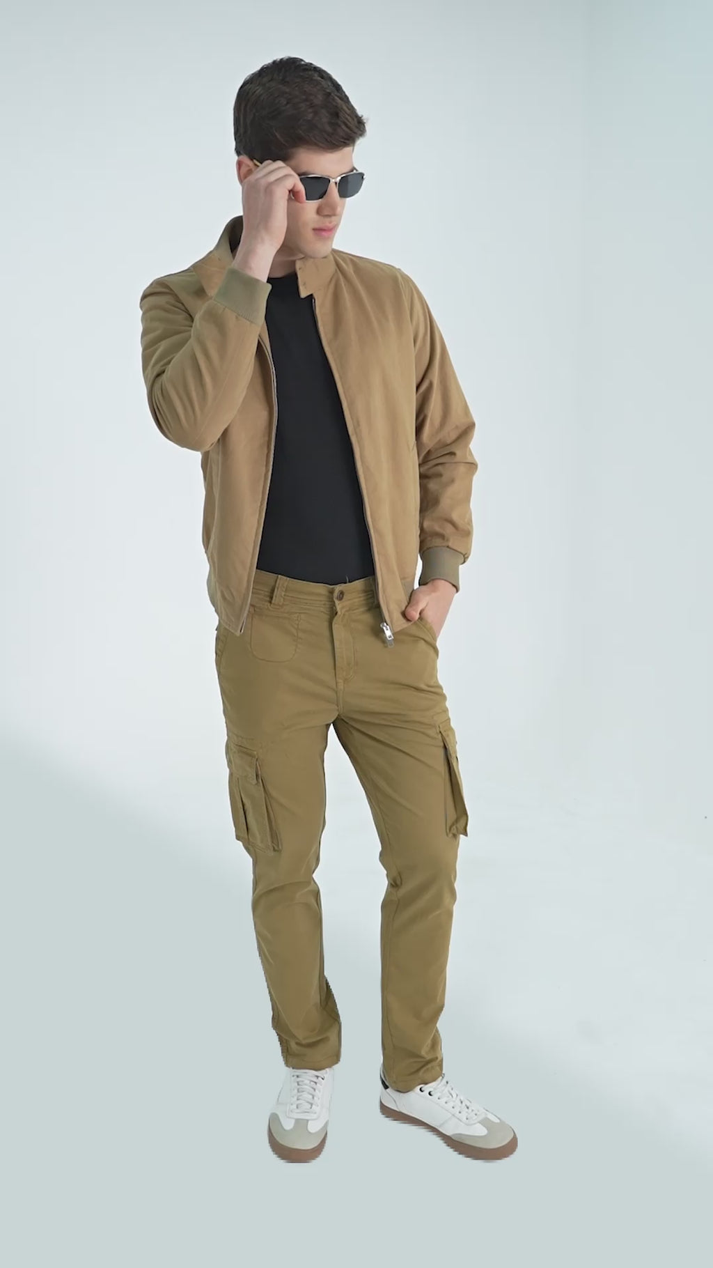 Men's Slim Fit Stretch Dark Beige Cargo
