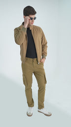 Men's Slim Fit Stretch Dark Beige Cargo